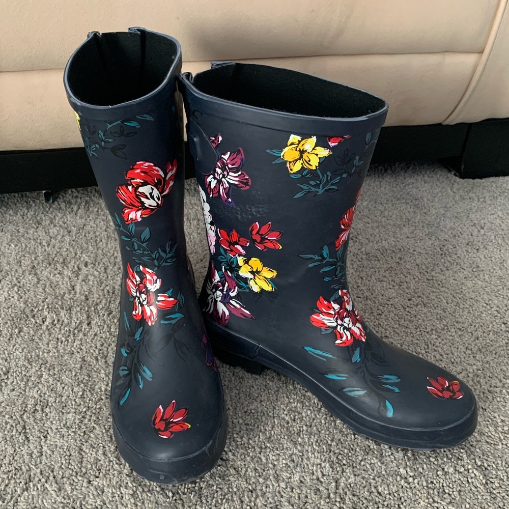 Floral rain boots